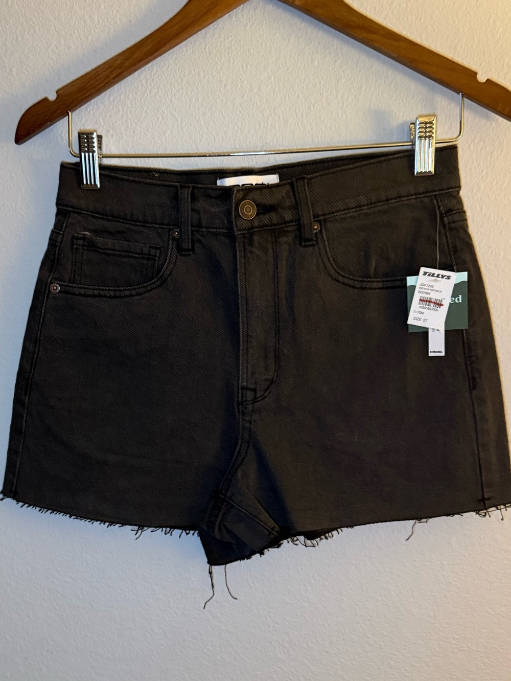 RSQ Black Frayed Hem High-Rise Denim Shorts